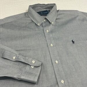 Ralph Lauren Yarmouth Grey Pinpoint Oxford Shirt Mens 16 34/35 Button Down L